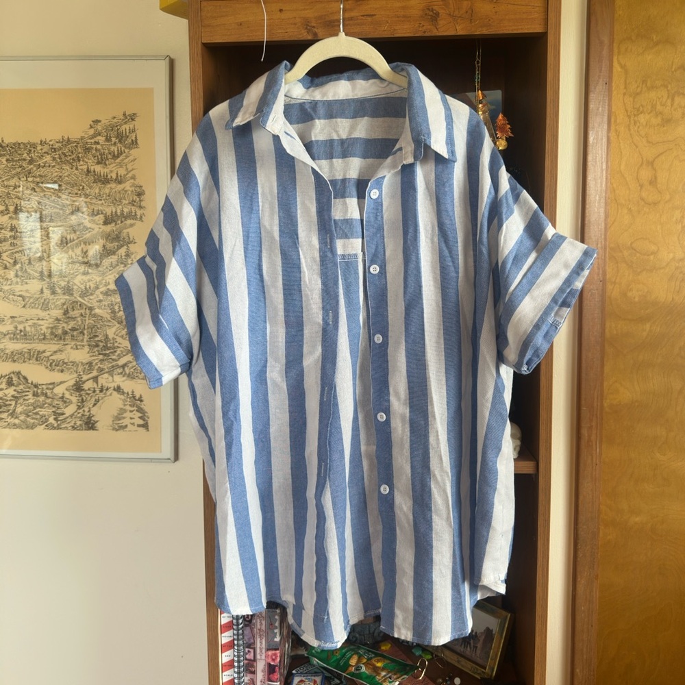Blue and White Striped T-Shirt